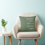 Modern Grandkids Names Green Cushion<br><div class="desc">Modern pillow with grandkids names.</div>