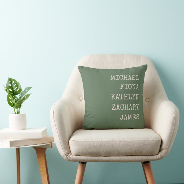 Modern Grandkids Names Green Cushion (Chair)