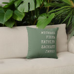 Modern Grandkids Names Green Cushion<br><div class="desc">Modern pillow with grandkids names.</div>