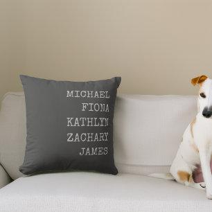 Modern Grandkids Names Grey Cushion