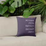 Modern Grandkids Names Purple Cushion<br><div class="desc">Modern pillow with grandkids names.</div>