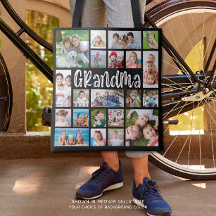 Modern Grandma 21 Photo Collage Custom Colour Tote Bag