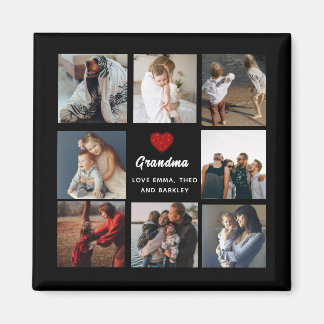 Modern Grandma Script Grandchildren Photo Collage Magnet
