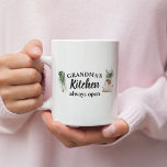 Modern Grandma's Kitchen Is Always Open Best Gift Coffee Mug<br><div class="desc">Welcome to Grandma's Kitchen, where love and warmth are always on the menu! Delight your favourite grandmother with this charming gift product from Zazzle. Whether it's for Mother's Day, her birthday, or just to show appreciation, this thoughtful item is sure to bring a smile to her face.Surprise Grandma with a...</div>