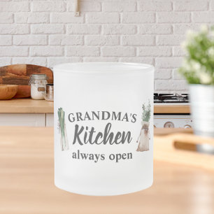 Modern Grandma's Kitchen Is Always Open Best Gift Frosted Glass Coffee Mug