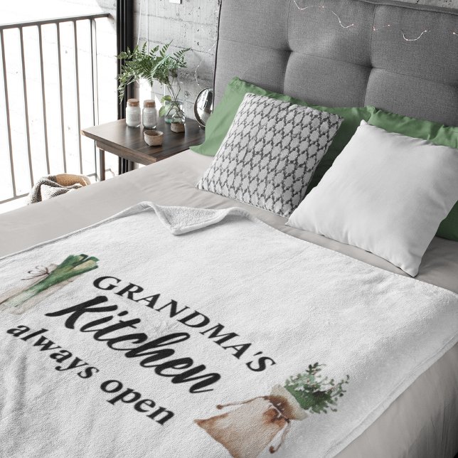 Modern Grandma's Kitchen Is Always Open Best Gift Sherpa Blanket (Creator Uploaded)
