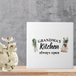 Modern Grandma's Kitchen Is Always Open Best Gift Tile<br><div class="desc">Welcome to Grandma's Kitchen, where love and warmth are always on the menu! Delight your favourite grandmother with this charming gift product from Zazzle. Whether it's for Mother's Day, her birthday, or just to show appreciation, this thoughtful item is sure to bring a smile to her face.Surprise Grandma with a...</div>