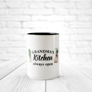 Modern Grandma's Kitchen Is Always Open Best Gift Two-Tone Coffee Mug