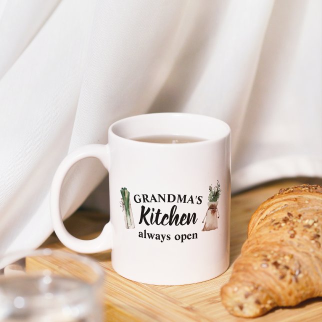 Modern Grandma's Kitchen Is Always Open Best Gift Two-Tone Coffee Mug (Creator Uploaded)
