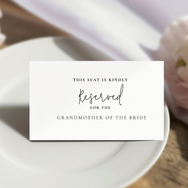 Modern GrandMother of the Groom Seating Reserved  Place Card (Creator Uploaded)