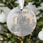 Modern 'GRANDPA' 2 Photo Names & Quote Christmas Ornament<br><div class="desc">Let Grandpa know how much he means to you with this beautifully designed 2 photo Christmas ornament. Featuring 2 of your favourite pictures,  a white overlay,  the text 'Grandpa you are the Best',  name/s and a sweet quote. All text is easily customised using the template provided.</div>