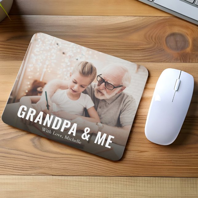 Modern Grandpa and Me Personalised Mouse Mat (Grandpa and Me custom mouse pad. )