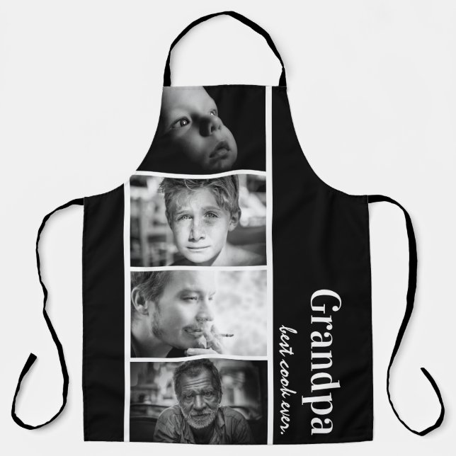 Modern Grandpa 'Best Cook Ever' Photo Strip Apron (Front)