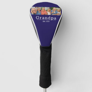 Modern Grandpa Est. Minimalist Typography 3 Photo Golf Head Cover