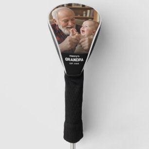 Modern Grandpa Est. Name Year Photo Black Golf Head Cover