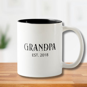 Modern Grandpa Established Black Script Two-Tone Coffee Mug