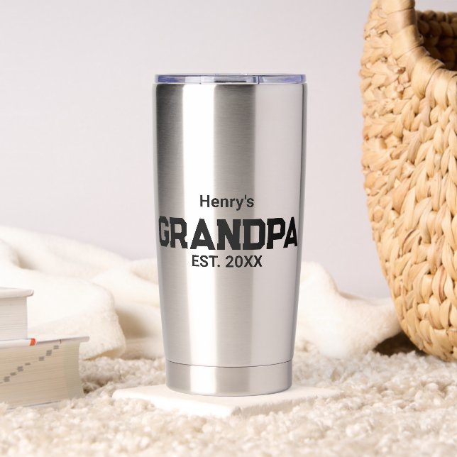 Modern Grandpa Established Est. Name Year  Insulated Tumbler (Living Room (Rotated))