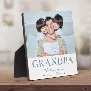 Modern Grandpa Father's Day Custom Text Photo Plaque
