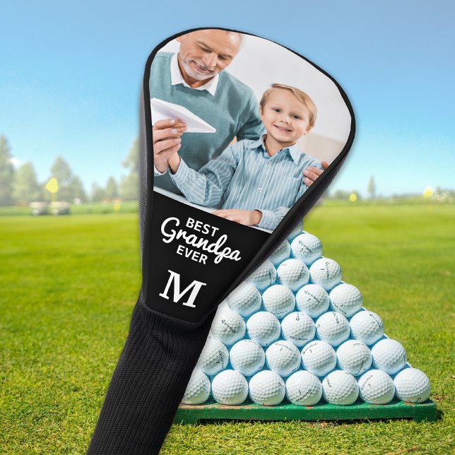 Modern Grandpa Personalized Monogram & Photo  Golf Head Cover (Creator Uploaded)