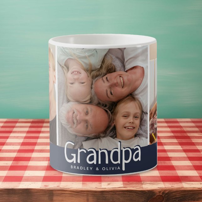 Modern Grandpa Photo Collage Cute Gift Coffee Mug (Creator Uploaded)