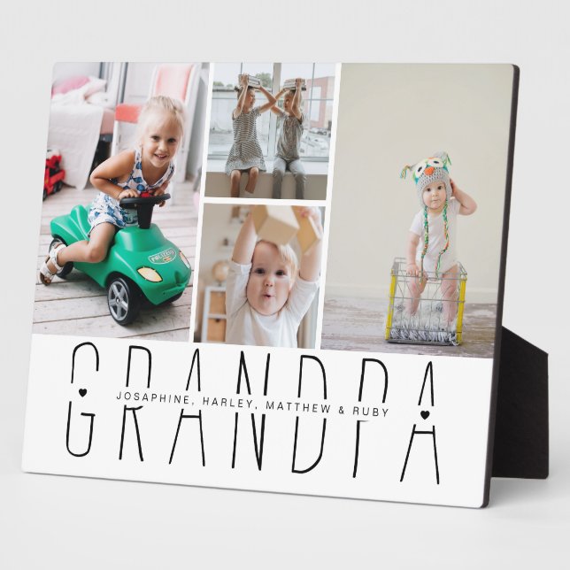 Modern Grandpa Photo Collage Plaque (Side)