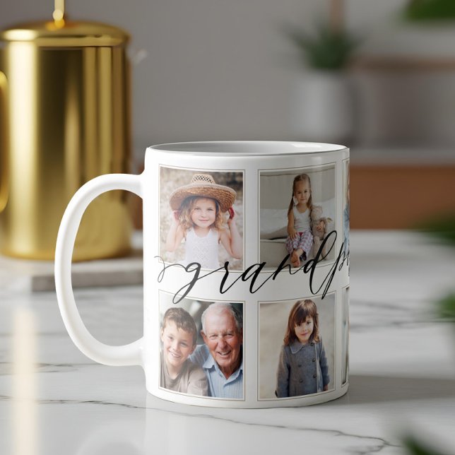 Modern Grandpa Script Grandchildren Photo Collage Coffee Mug (Modern Grandpa Script Grandchildren Photo Collage Coffee Mug)
