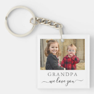 Modern Grandpa We Love You Grandchildren 2 Photo Key Ring