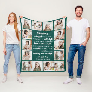 Modern Grandparents Grandma Poem Photo Collage Fleece Blanket