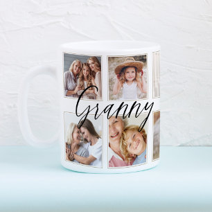 Modern Granny Script Grandchildren Photo Collage Coffee Mug
