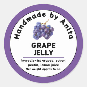 Modern Grape Jam  or Jelly Canning Jar Label 