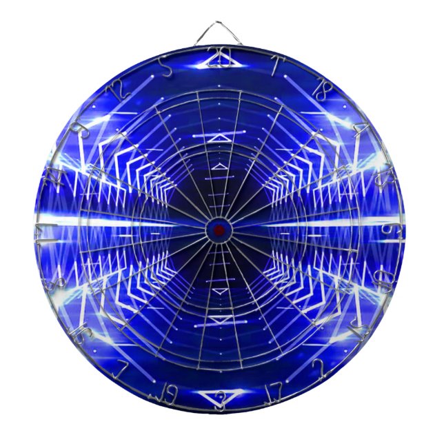 Modern Graphic Abstract Cool Glowing Vortex, Blue Dartboard (Front)