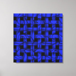 Modern Graphic Blue Weave Pattern Canvas Wall Art