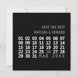 Modern graphic calendar wedding save the date