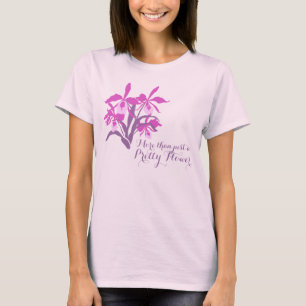 Modern graphic cattleya style orchid slogan tee