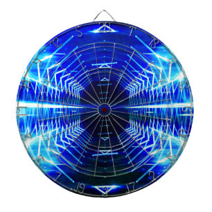 Modern Graphic Cool Glowing Vortex, Electric Blue Dartboard