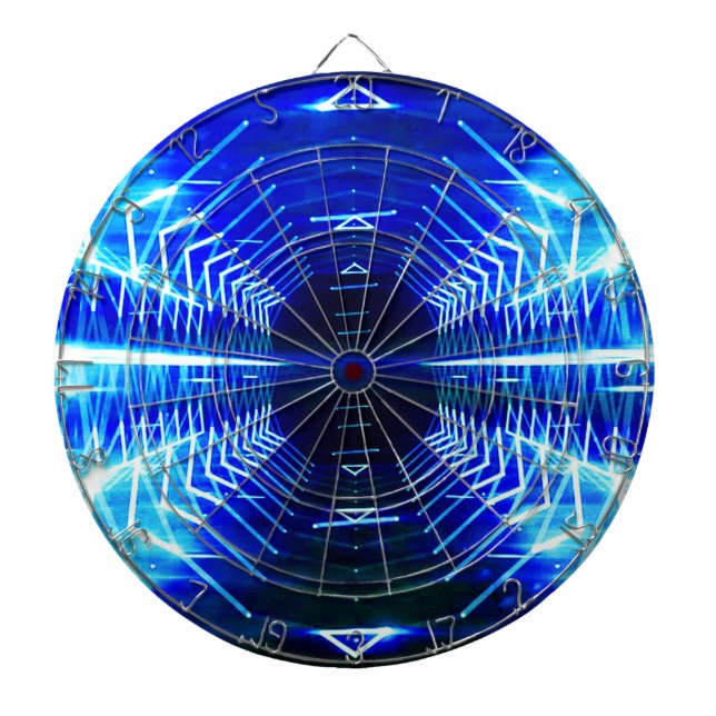 Modern Graphic Cool Glowing Vortex, Electric Blue Dartboard (Front)