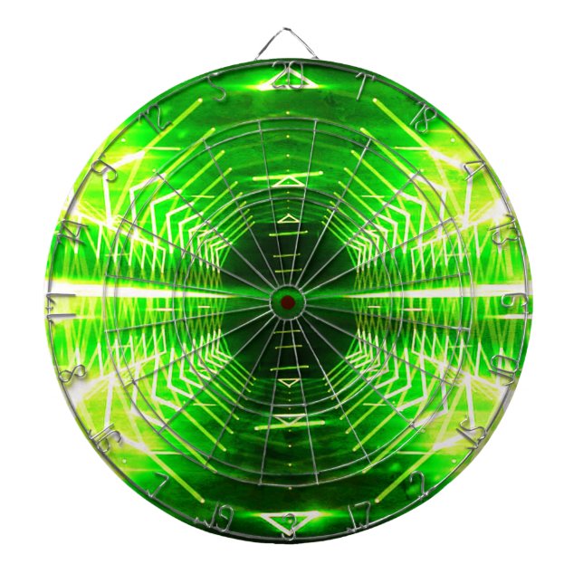 Modern Graphic Cool Glowing Vortex, Neon Green Dartboard (Front)