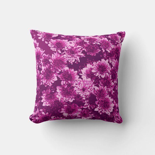 Modern Graphic Dahlia Pattern, Amethyst Purple Cushion (Front)