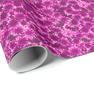 Modern Graphic Dahlia Pattern, Amethyst Purple Wrapping Paper