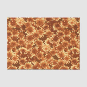 Modern Graphic Dahlia Pattern, Brown and Gold Tissue Paper