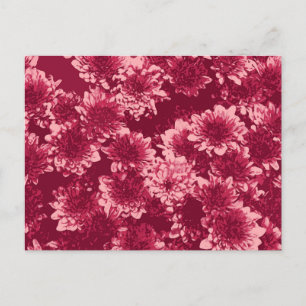 Modern Graphic Dahlia Pattern, Burgundy and Pink Postcard