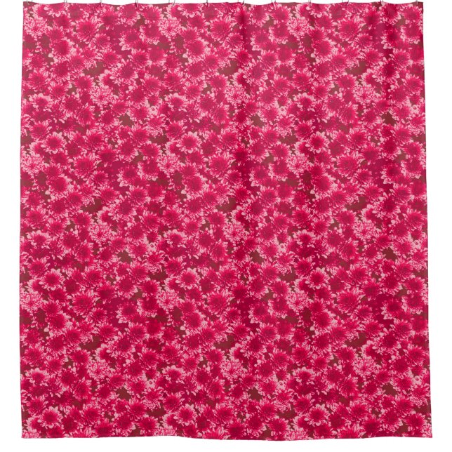 Modern Graphic Dahlia Pattern, Burgundy and Pink Shower Curtain (Front)