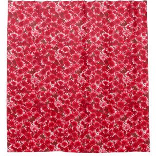 Modern Graphic Dahlia Pattern, Dark Red and White Shower Curtain