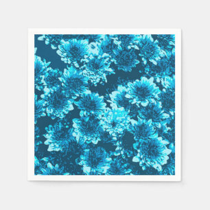 Modern Graphic Dahlia Pattern, Indigo Blue Napkin