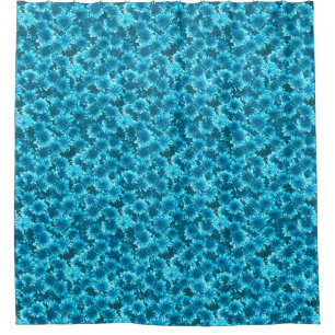 Modern Graphic Dahlia Pattern, Indigo Blue Shower Curtain