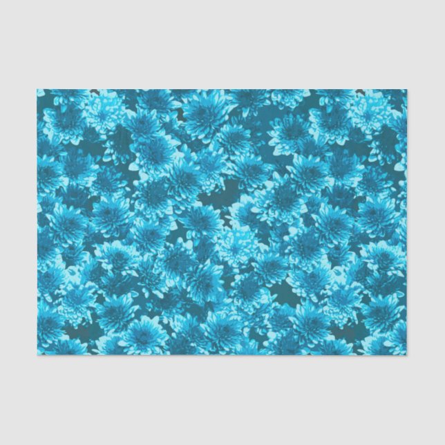 Modern Graphic Dahlia Pattern, Indigo Blue Tissue Paper (Front)