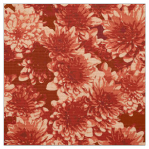 Modern Graphic Dahlia Pattern, Mandarin Orange Fabric