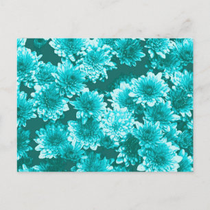 Modern Graphic Dahlia Pattern, Teal and Aqua Postcard