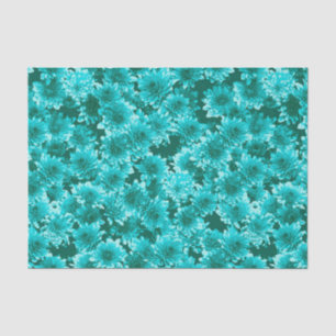 Modern Graphic Dahlia Pattern, Teal and Aqua Tissue Paper