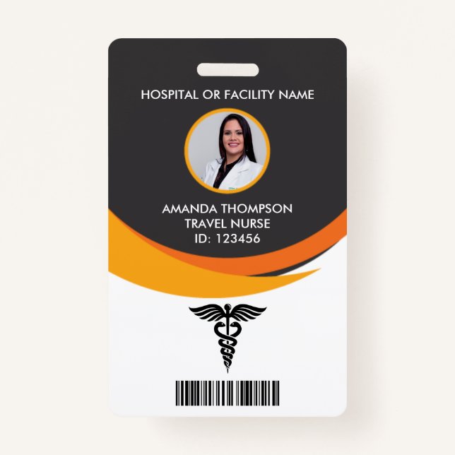 Modern Graphic Design Nurse Photo ID ID Badge (Front)